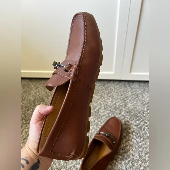 Coach Men’s Brown Dark Saddle Mott Driver Leather Loafers Shoes Size 7.5 - Picture 13 of 16